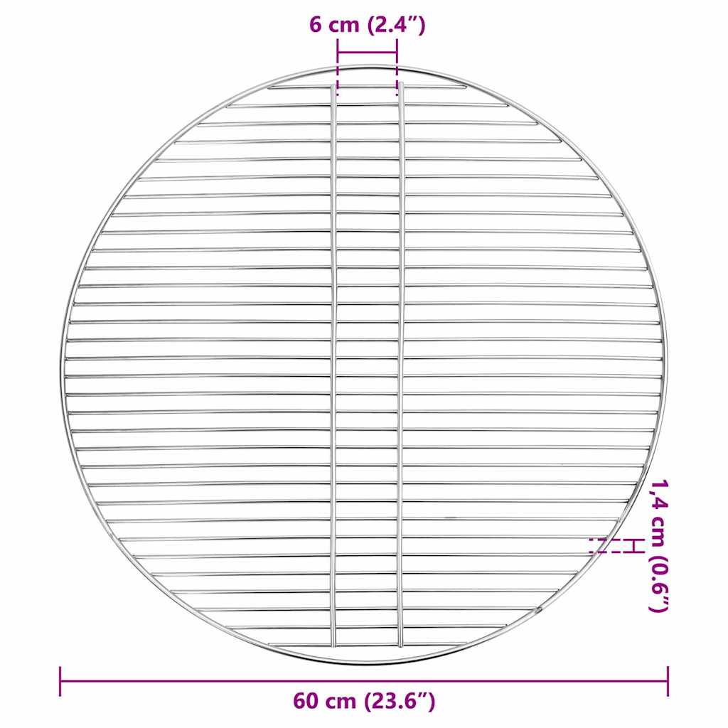 vidaXL BBQ Grill Grate Silver 60 x 60 cm Stainless Steel 6