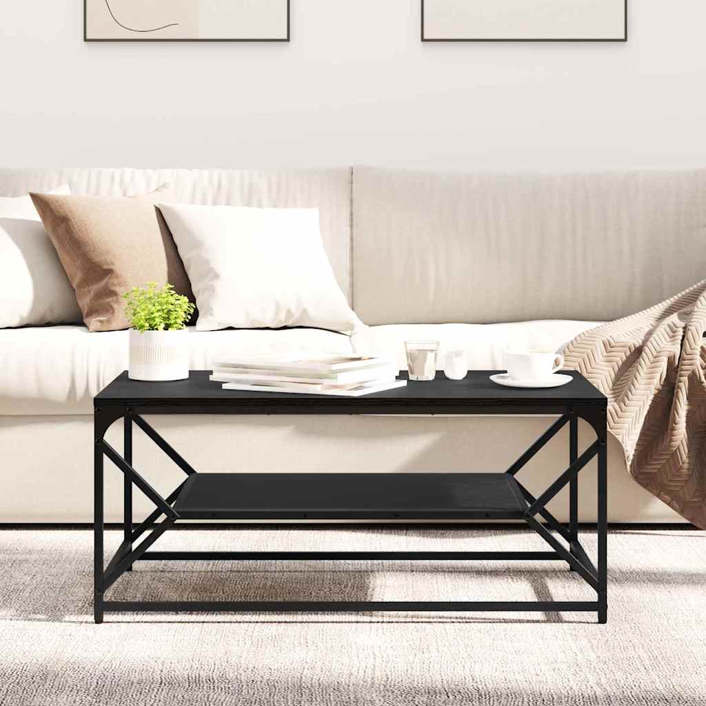 vidaXL Coffee Table Black Oak 90 x 50 x 40 cm 4