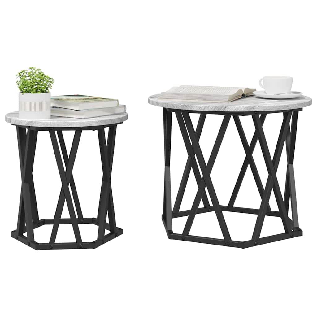 vidaXL Side Table 2 pcs Grey Sonoma 50 x 50 x 40 cm 3