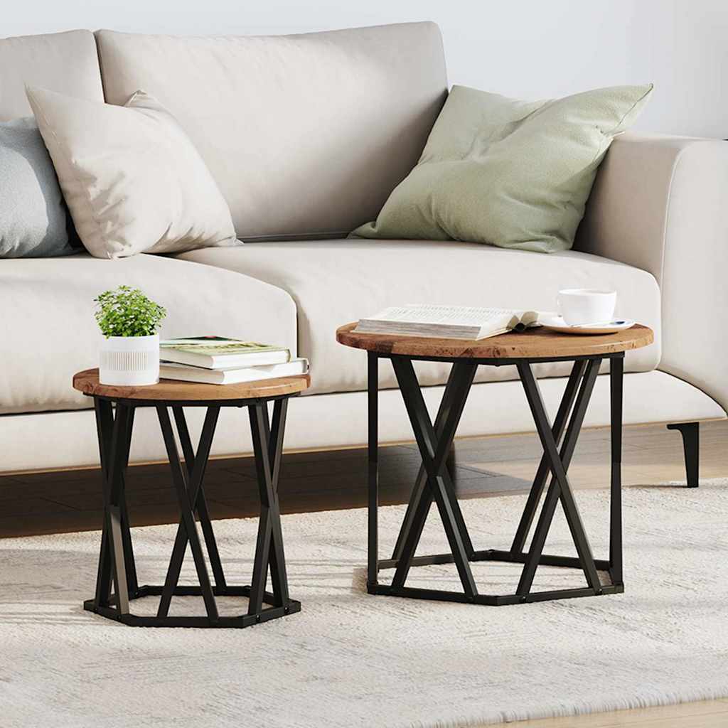 vidaXL Side Table 2 pcs Reclaimed Wood 50 x 50 x 40 cm 1