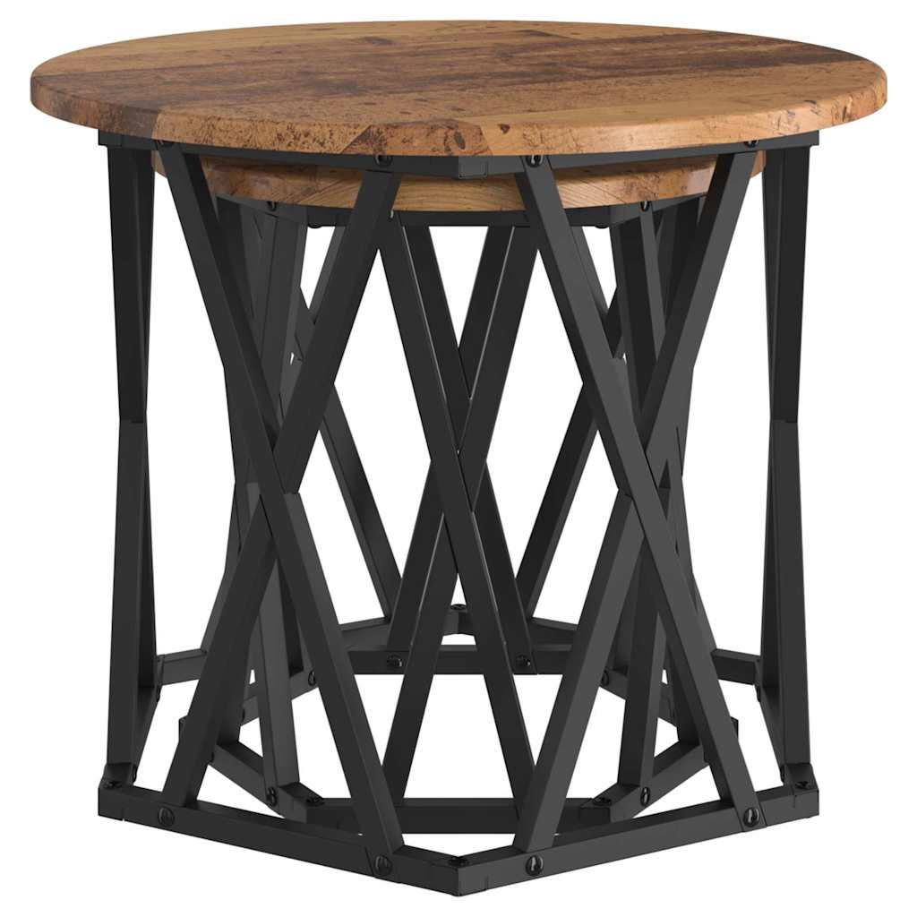 vidaXL Side Table 2 pcs Reclaimed Wood 50 x 50 x 40 cm 5