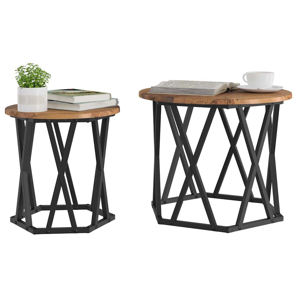 vidaXL Side Table 2 pcs Reclaimed Wood 50 x 50 x 40 cm 3