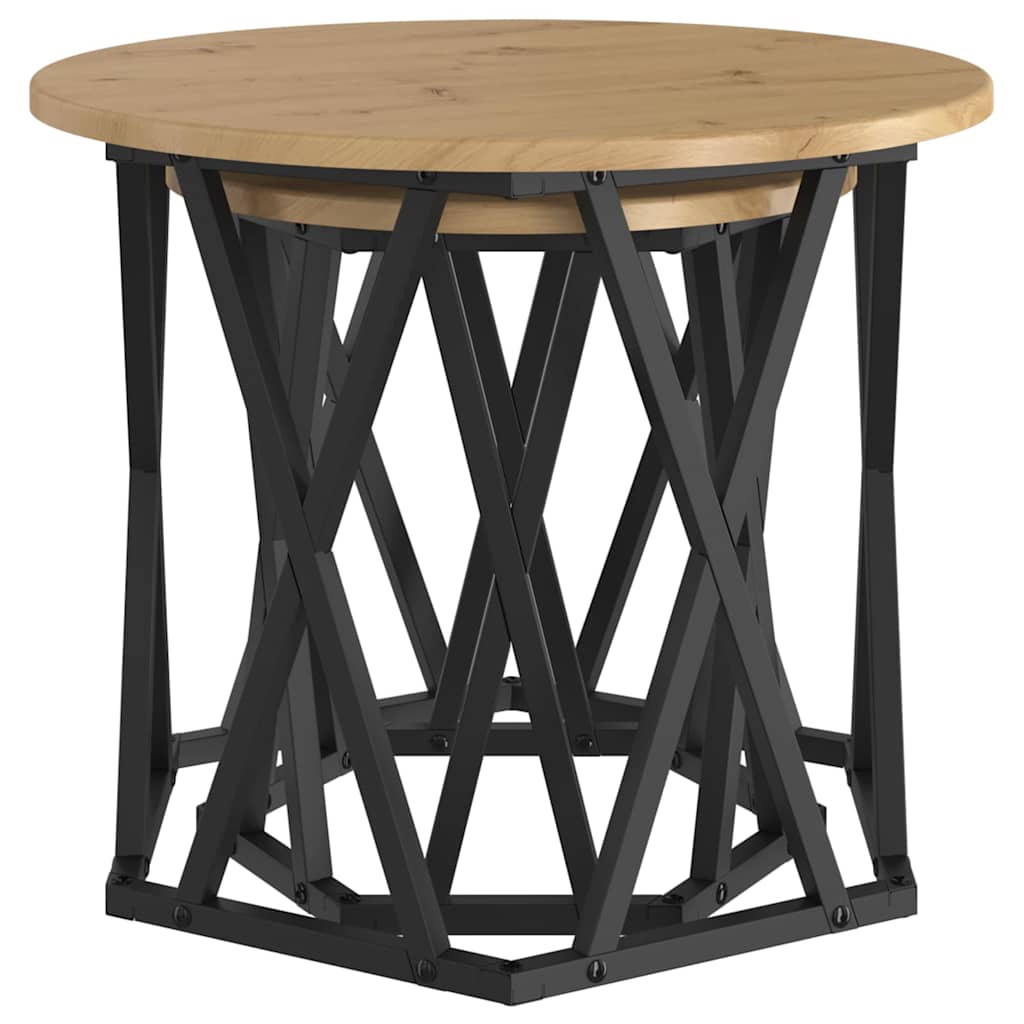 vidaXL Side Table 2 pcs Artisan Oak 50 x 50 x 40 cm 5