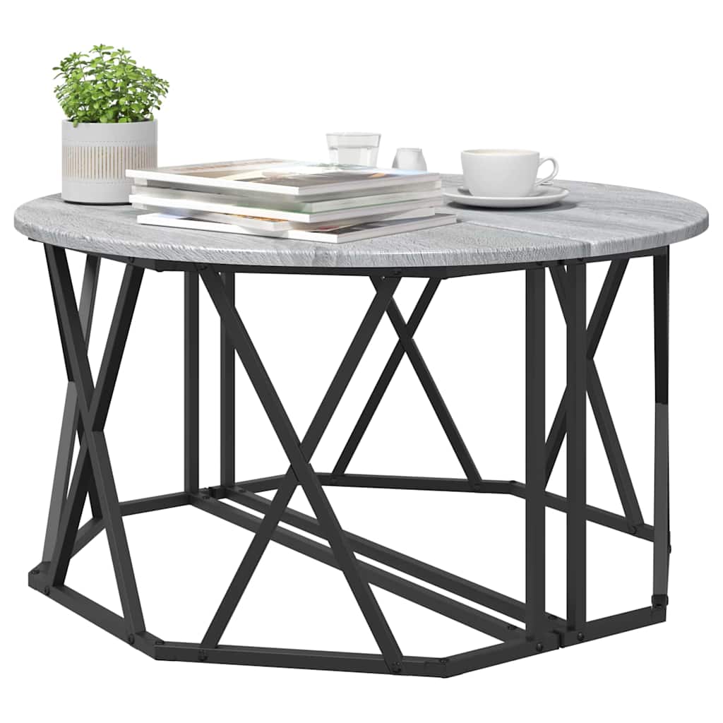 vidaXL Coffee Table Grey Sonoma 80 x 80 x 42 cm 3