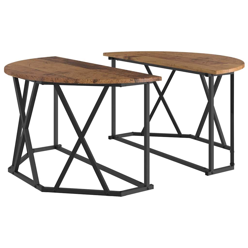 vidaXL Coffee Table Old Wood 80 x 80 x 42 cm Engineered Wood and Steel 2