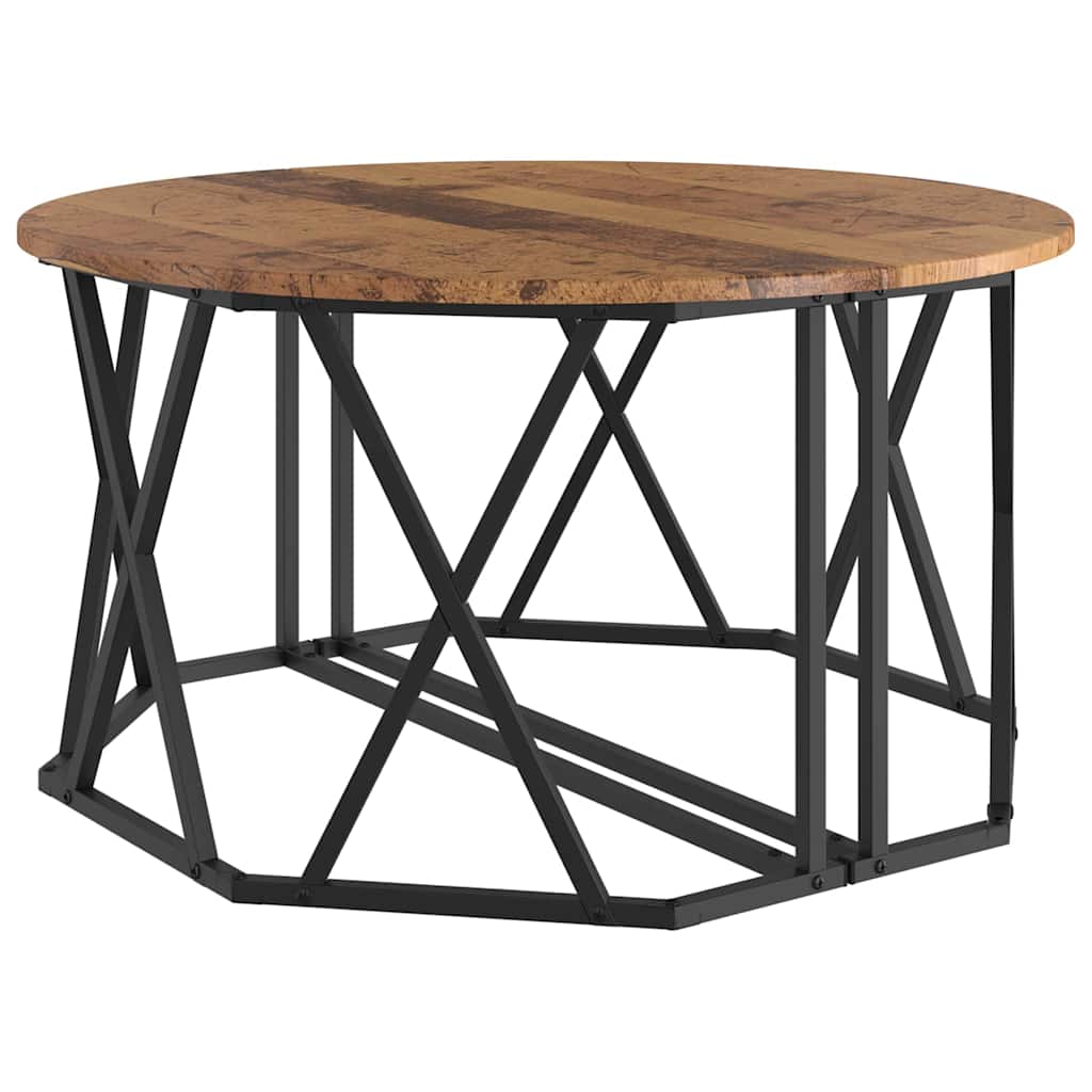 vidaXL Coffee Table Old Wood 80 x 80 x 42 cm Engineered Wood and Steel 5