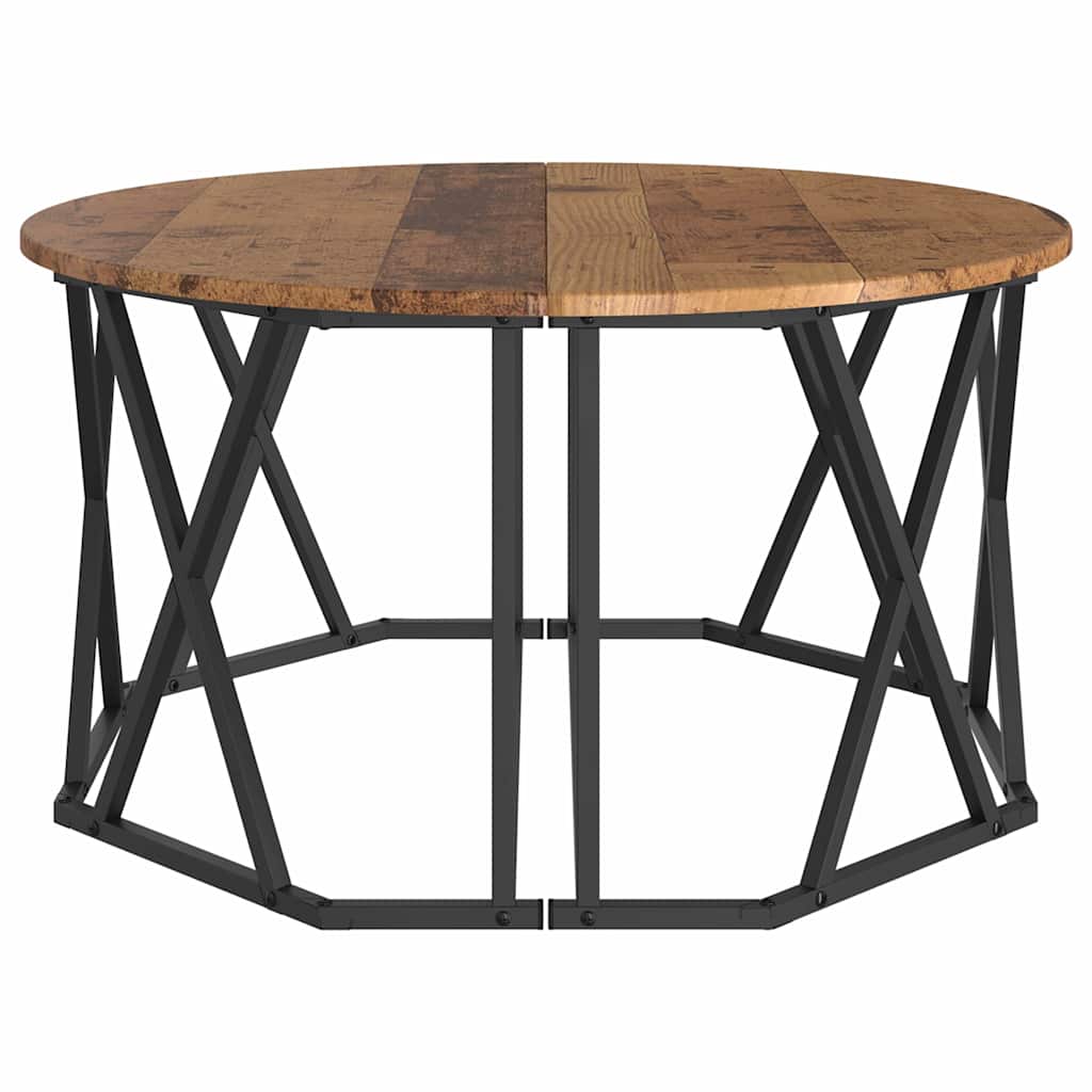 vidaXL Coffee Table Old Wood 80 x 80 x 42 cm Engineered Wood and Steel 6
