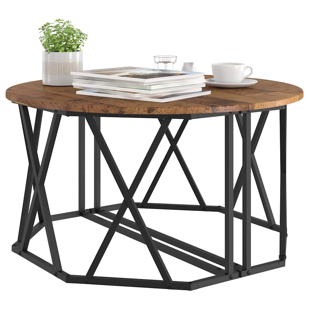 vidaXL Coffee Table Old Wood 80 x 80 x 42 cm Engineered Wood and Steel 3