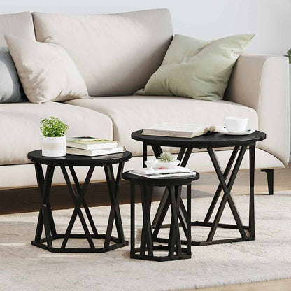 vidaXL Nesting Side Table 3 pcs Black Oak 53 x 53 x 40 cm 1