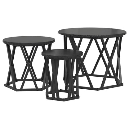 vidaXL Nesting Side Table 3 pcs Black Oak 53 x 53 x 40 cm 2