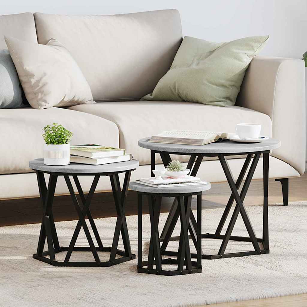 vidaXL Nesting Side Table 3 pcs 53 x 53 x 40 cm