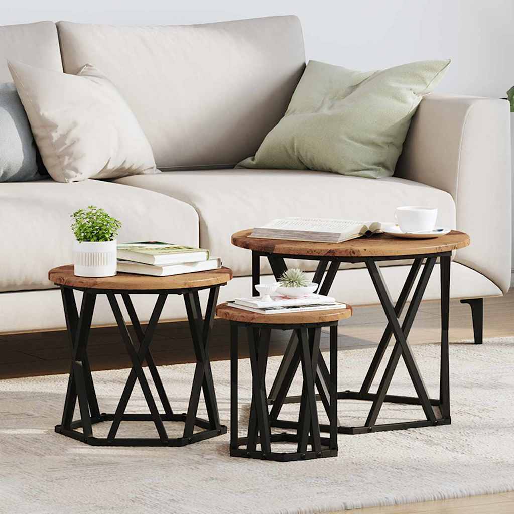 vidaXL Nesting Side Table 3 pcs 53 x 53 x 40 cm