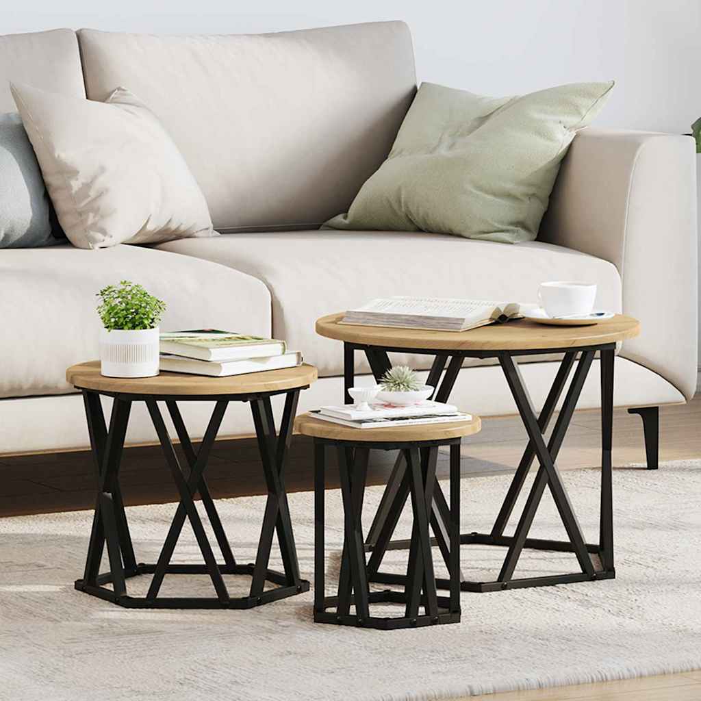 vidaXL Nesting Side Table 3 pcs 53 x 53 x 40 cm