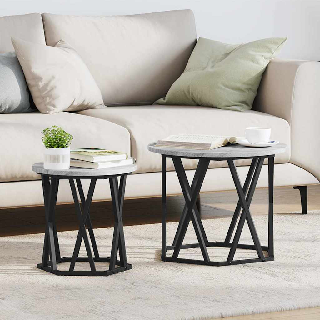 vidaXL Coffee Table 2 pcs Grey Sonoma 50 x 50 x 50 cm 1