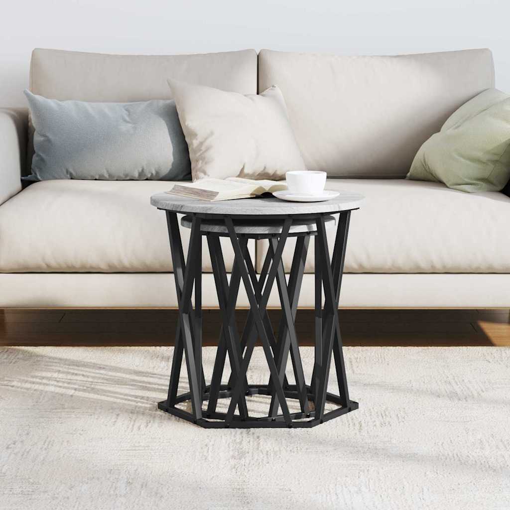 vidaXL Coffee Table 2 pcs Grey Sonoma 50 x 50 x 50 cm 4
