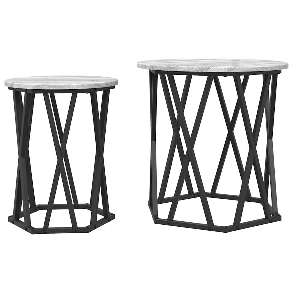 vidaXL Coffee Table 2 pcs Grey Sonoma 50 x 50 x 50 cm 2