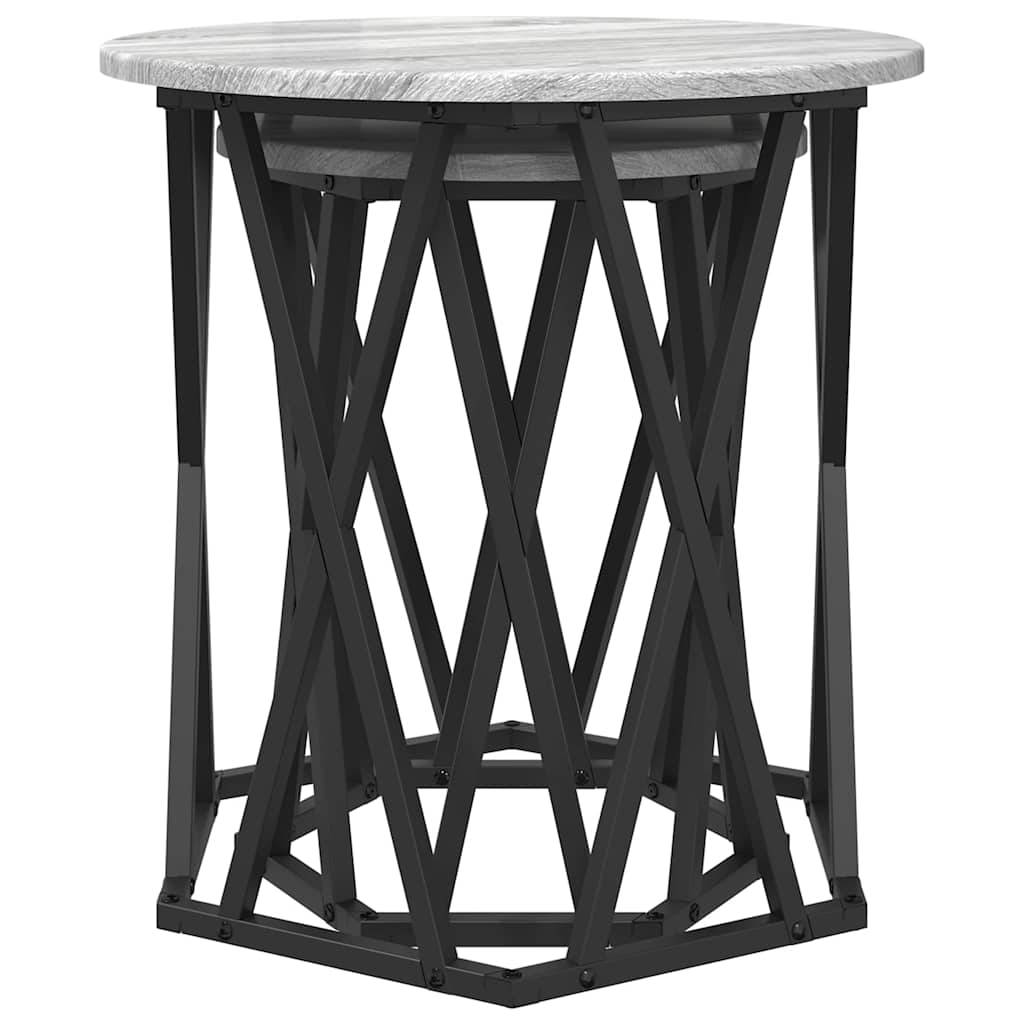 vidaXL Coffee Table 2 pcs Grey Sonoma 50 x 50 x 50 cm 5