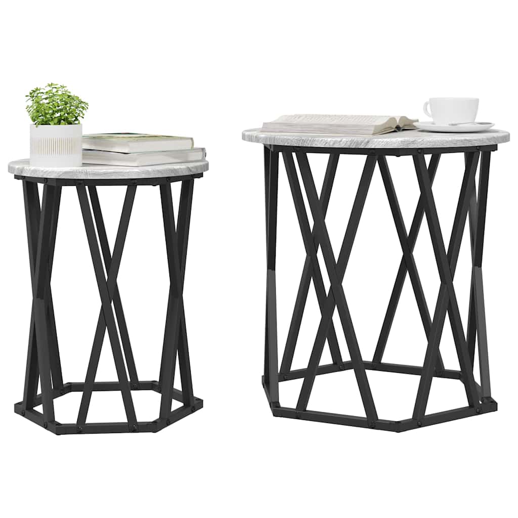 vidaXL Coffee Table 2 pcs Grey Sonoma 50 x 50 x 50 cm 3
