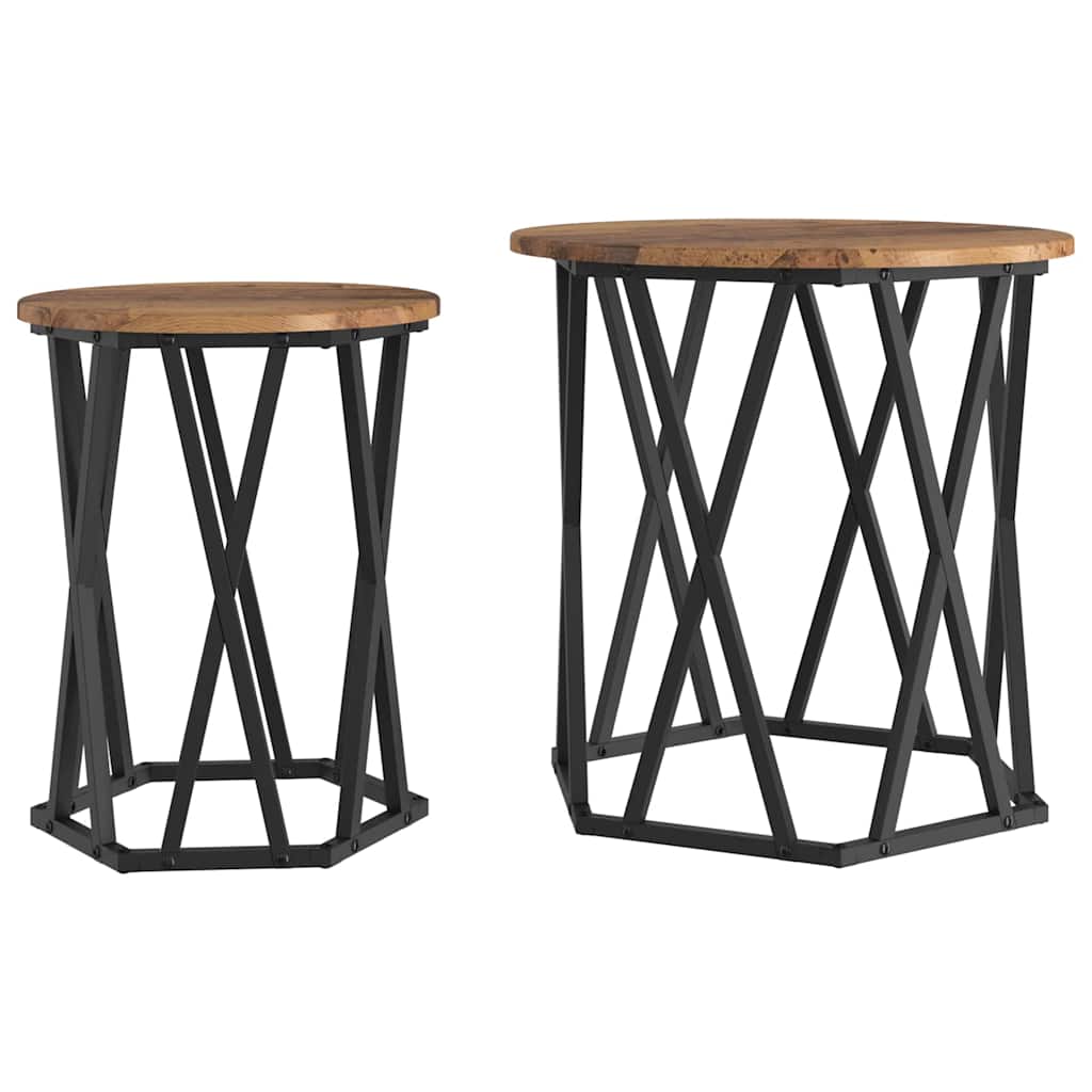 vidaXL Coffee Table 2 pcs Old Wood 50 x 50 x 50 cm 2