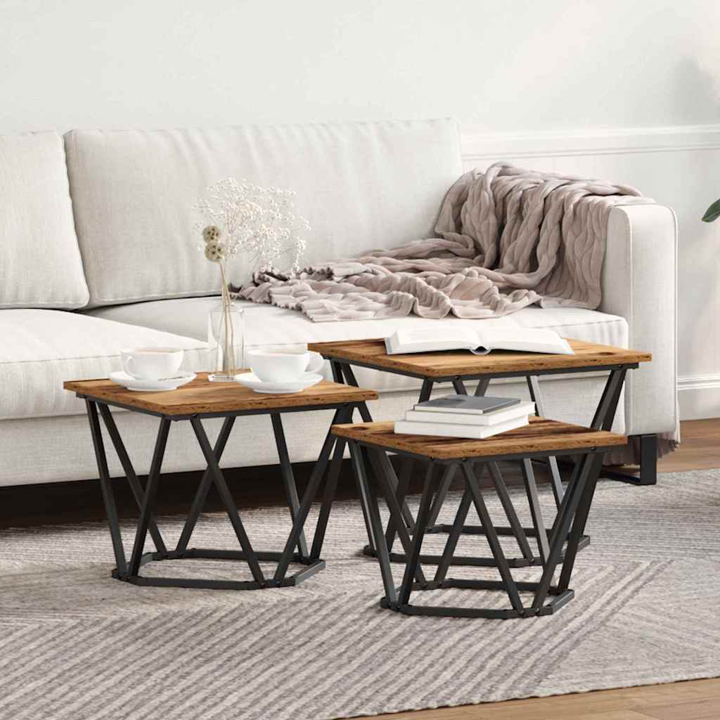 vidaXL Coffee Table 3 pcs Old Wood 50 x 50 x 40 cm 1
