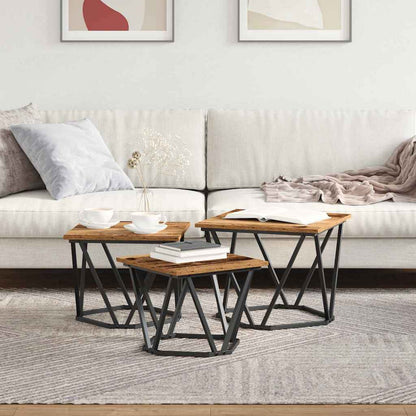 vidaXL Coffee Table 3 pcs Old Wood 50 x 50 x 40 cm 4