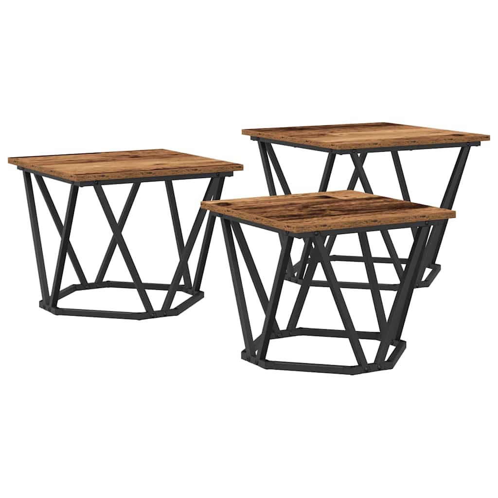 vidaXL Coffee Table 3 pcs Old Wood 50 x 50 x 40 cm 2