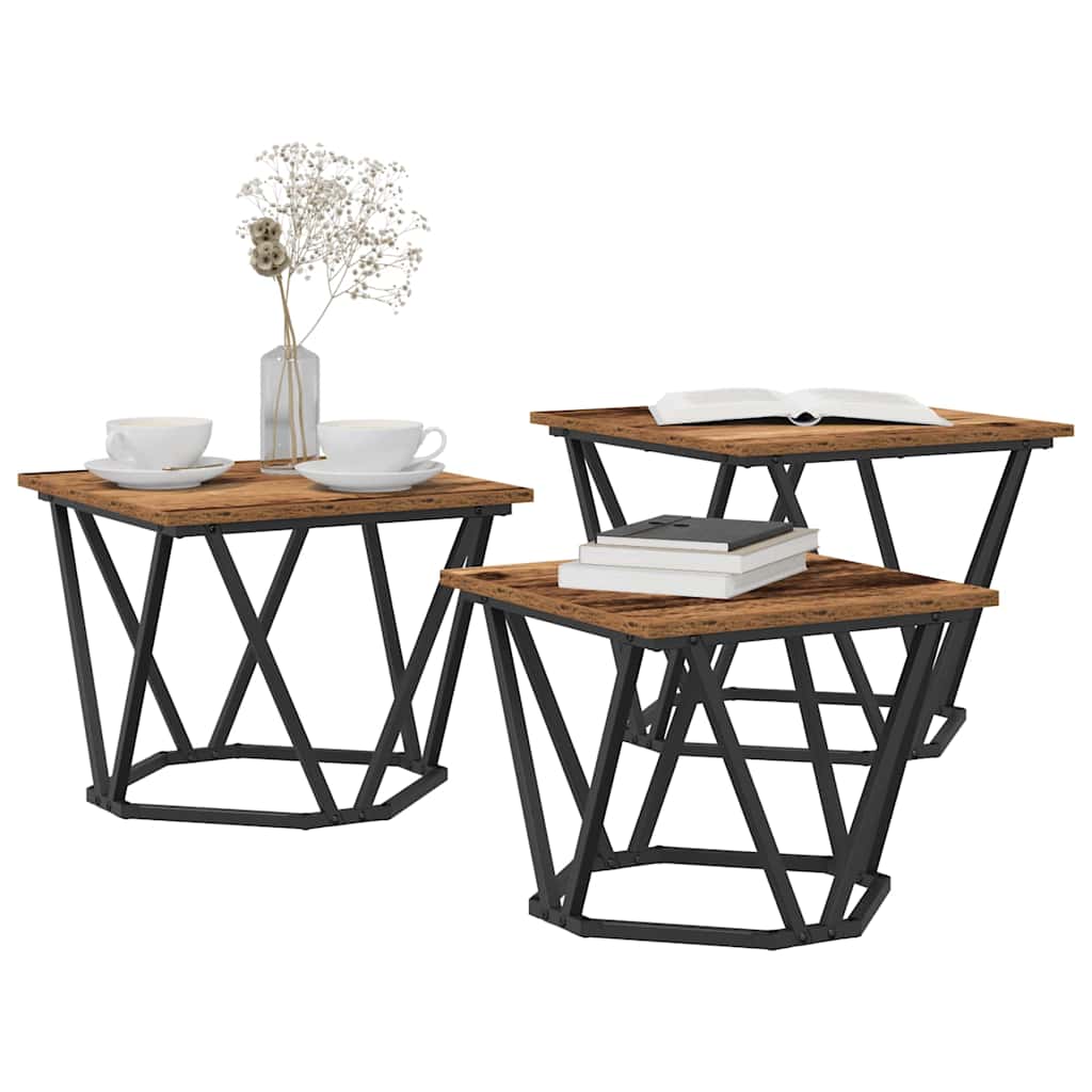 vidaXL Coffee Table 3 pcs Old Wood 50 x 50 x 40 cm 3