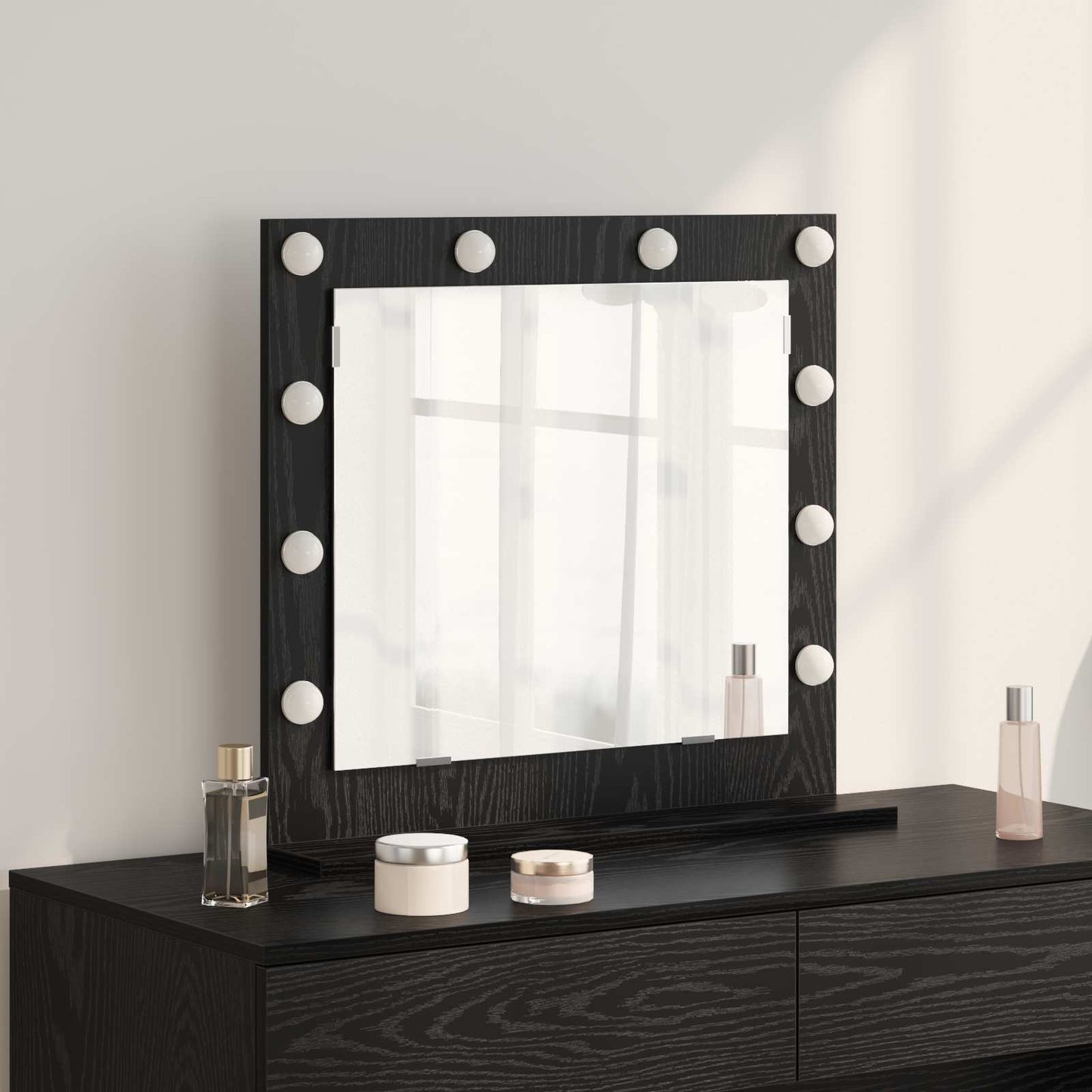vidaXL Vanity Mirror Black Oak 60 x 55 x 18 cm Rectangular 1