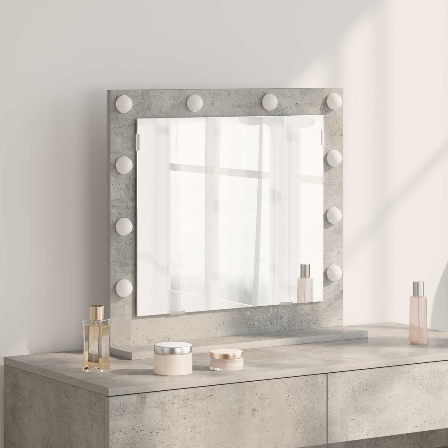 vidaXL Vanity Mirror Concrete Grey 60 x 55 x 18 cm Rectangular 1