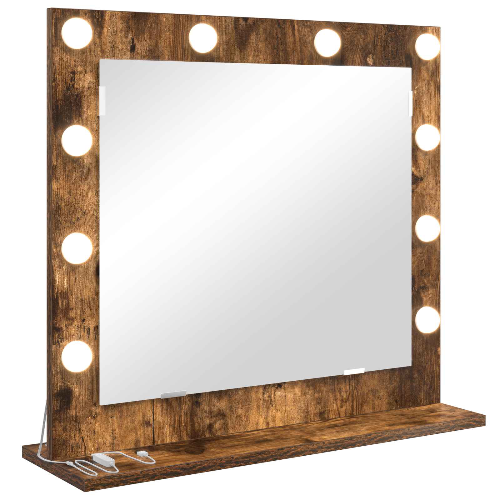 vidaXL Vanity Mirror Smoked Oak 60 x 55 x 18 cm Rectangular 2