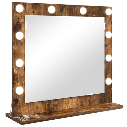vidaXL Vanity Mirror Smoked Oak 60 x 55 x 18 cm Rectangular 2