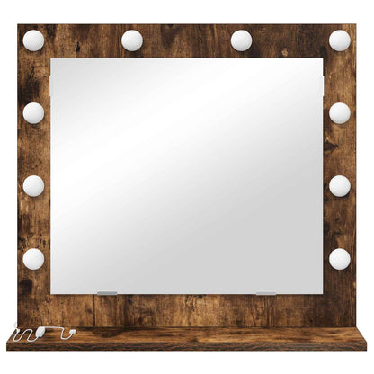 vidaXL Vanity Mirror Smoked Oak 60 x 55 x 18 cm Rectangular 4