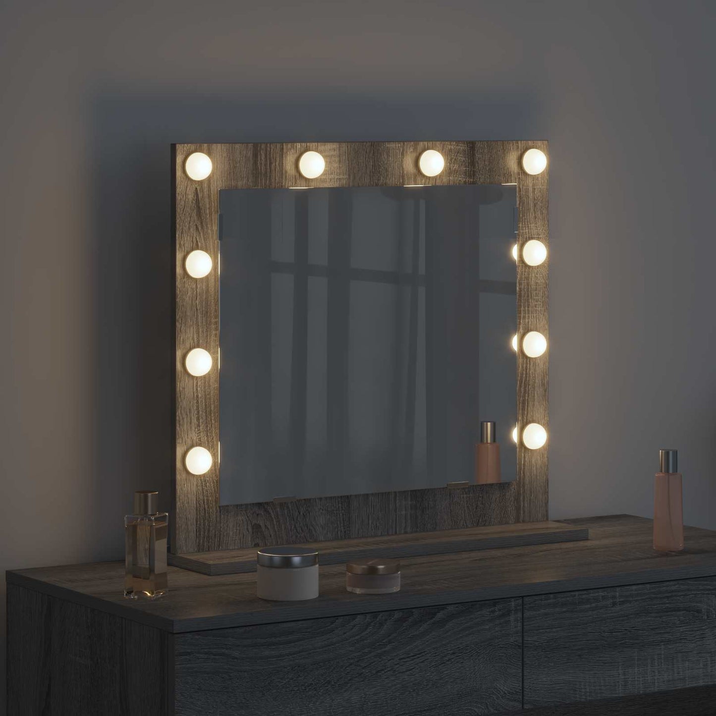 vidaXL Vanity Mirror Grey Sonoma 60 x 55 x 18 cm Rectangular 3