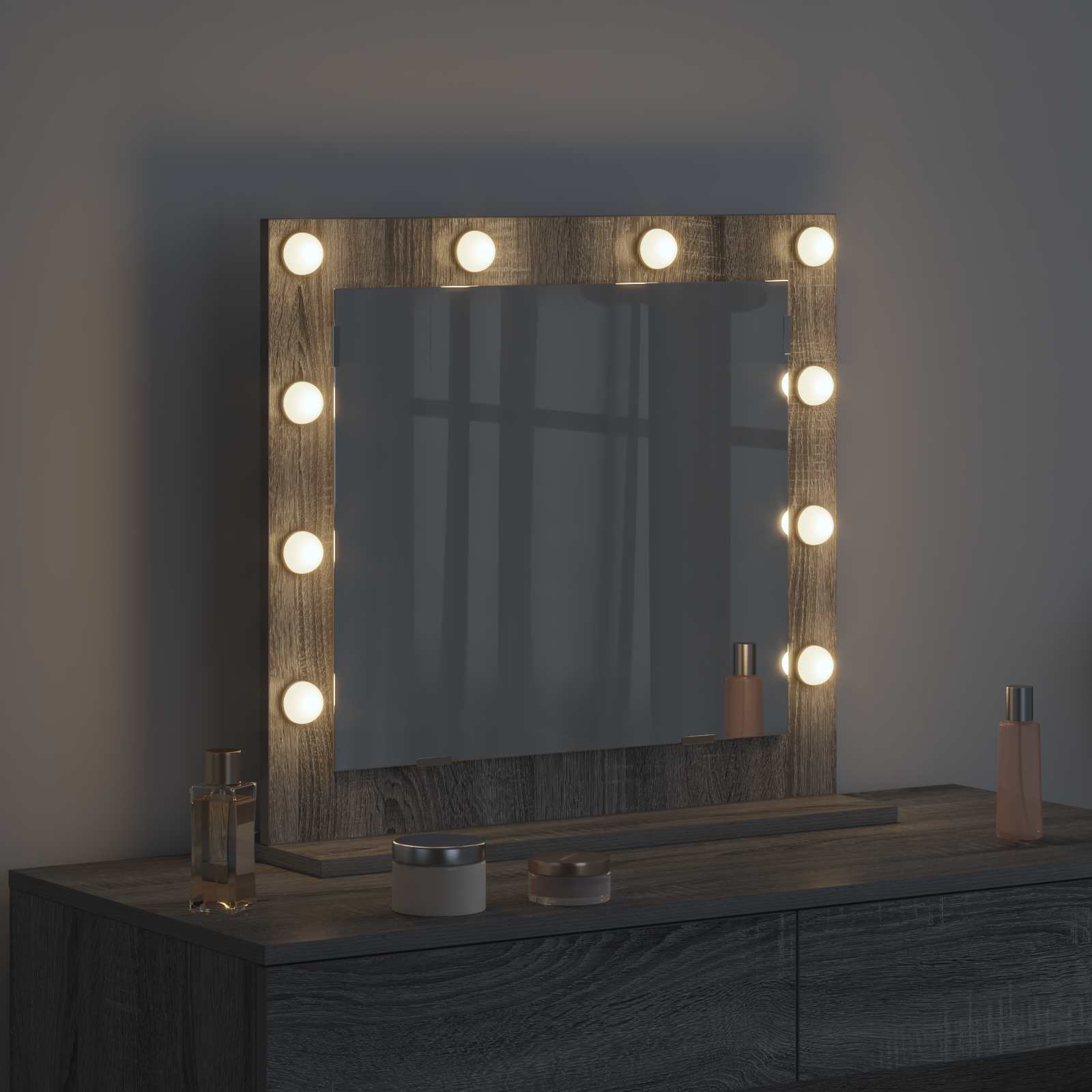 vidaXL Vanity Mirror Grey Sonoma 60 x 55 x 18 cm Rectangular 3