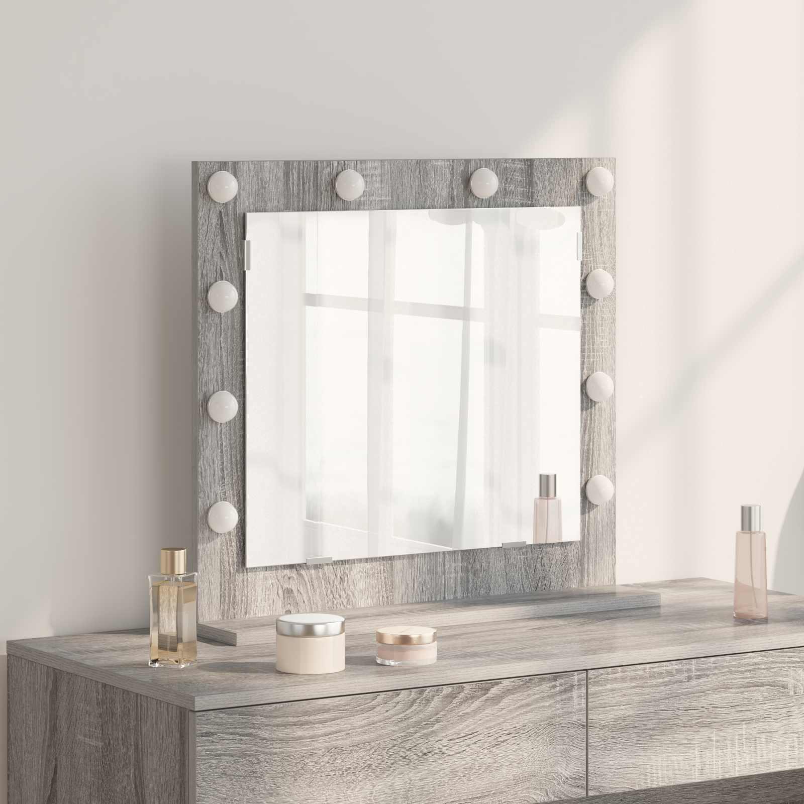 vidaXL Vanity Mirror Grey Sonoma 60 x 55 x 18 cm Rectangular 1