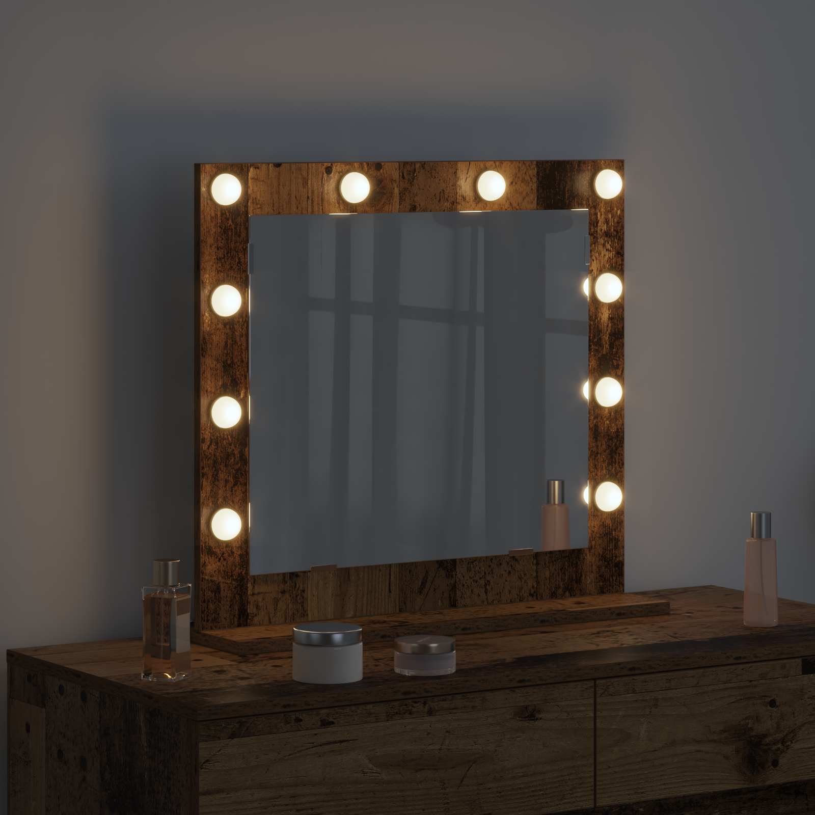 vidaXL Vanity Mirror Old Wood 60 x 55 x 18 cm Rectangular 3