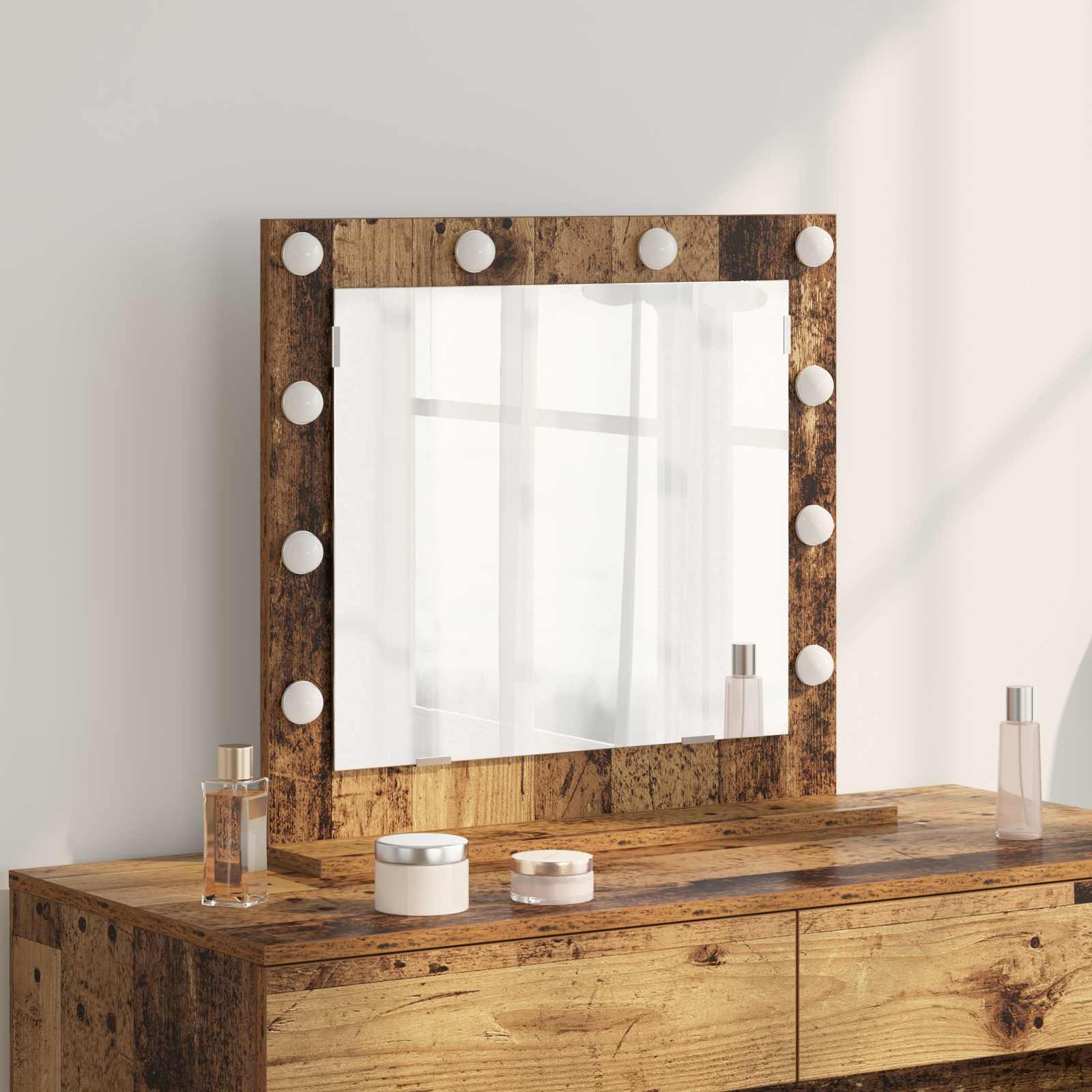 vidaXL Vanity Mirror Old Wood 60 x 55 x 18 cm Rectangular 1