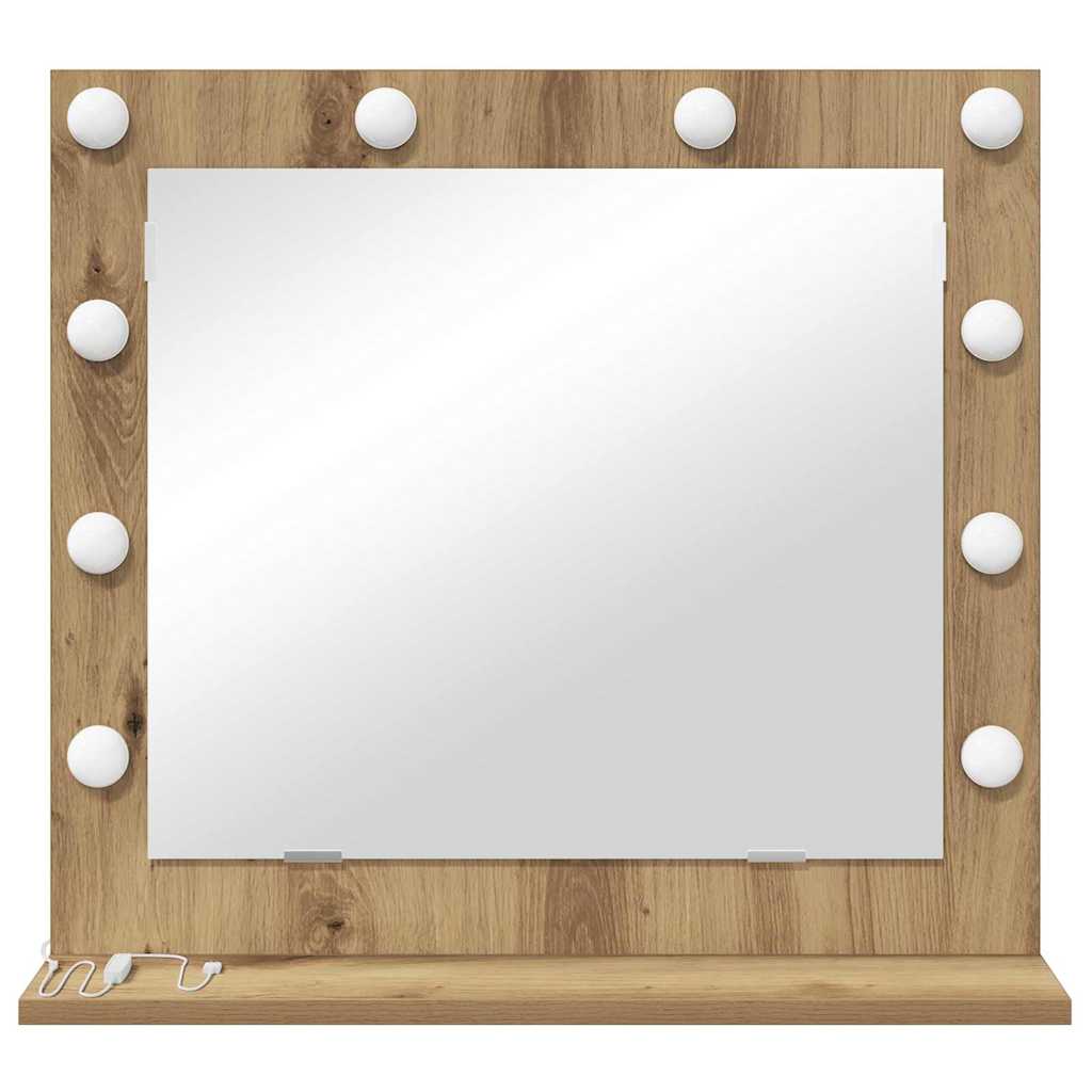 vidaXL Vanity Mirror Artisan Oak 60 x 55 x 18 cm Rectangular 4