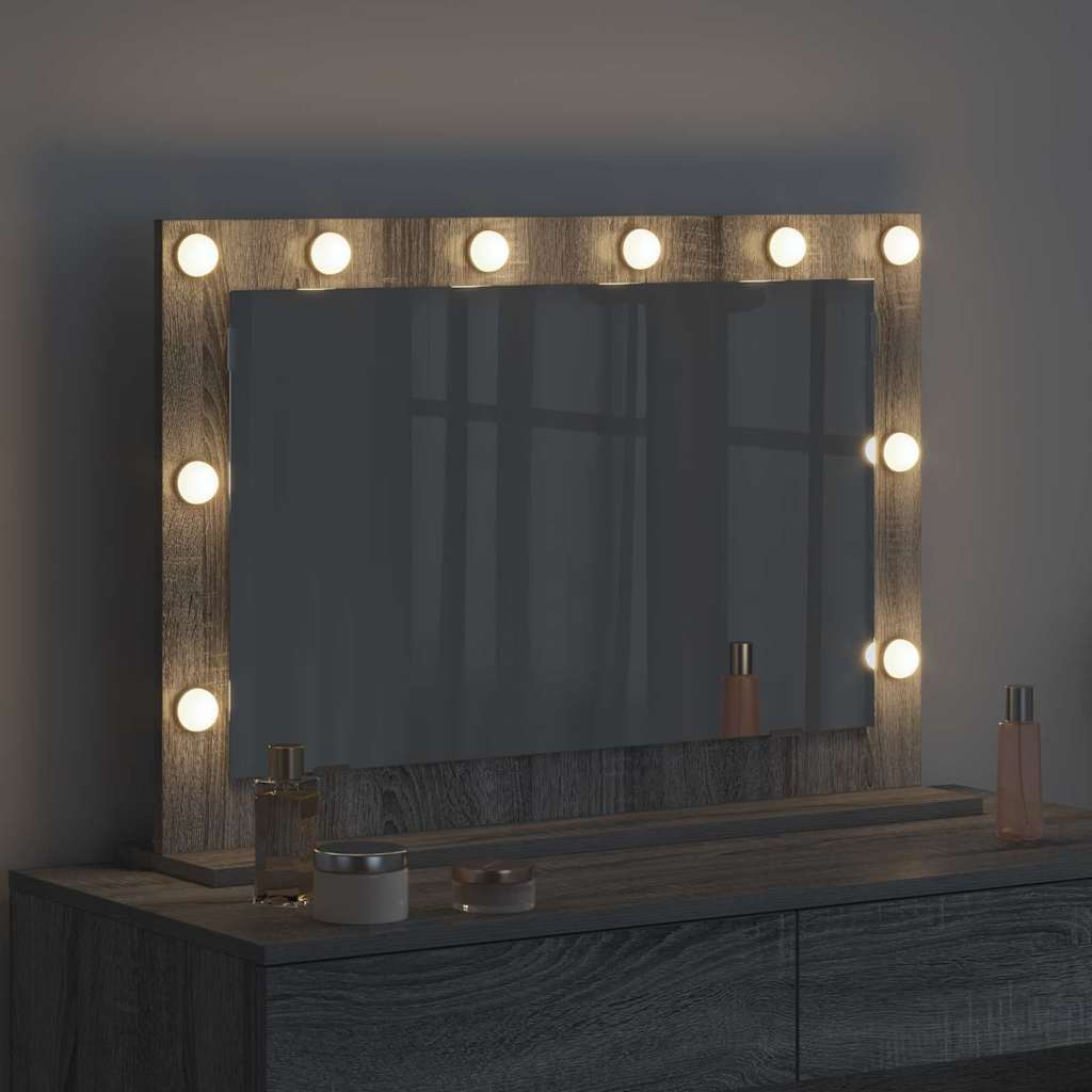 vidaXL Vanity Mirror Grey Sonoma 80 x 55 x 18 cm Rectangular 3