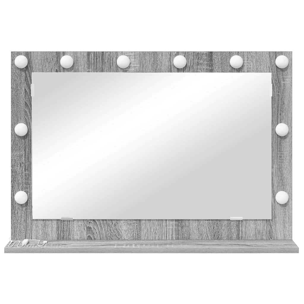 vidaXL Vanity Mirror Grey Sonoma 80 x 55 x 18 cm Rectangular 4