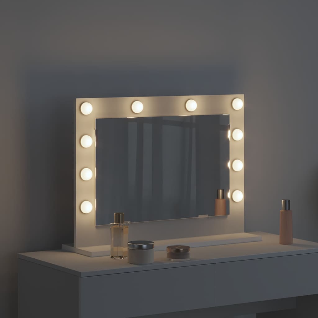 vidaXL Vanity Mirror White 60 x 45 x 18 cm Glass and Engineered wood 3