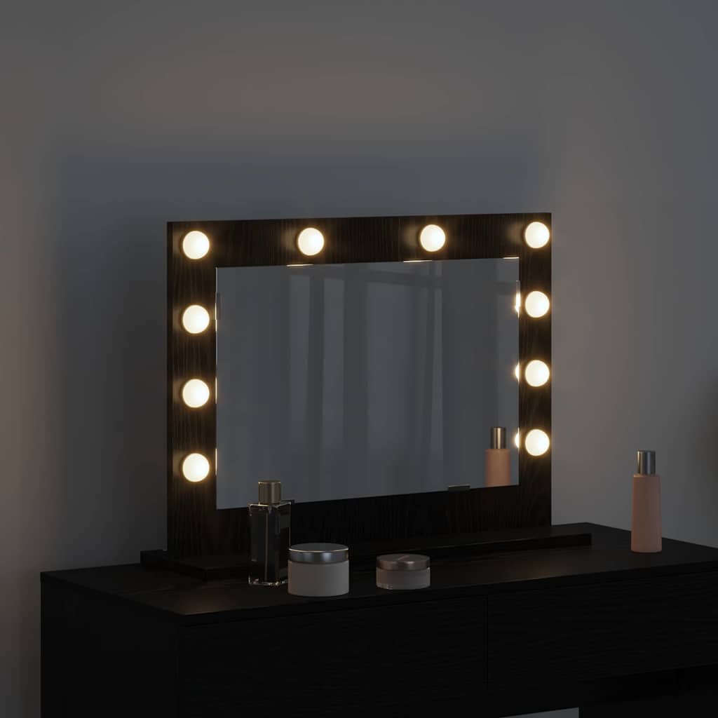 vidaXL Vanity Mirror Black Oak 60 x 45 x 18 cm Rectangular 3
