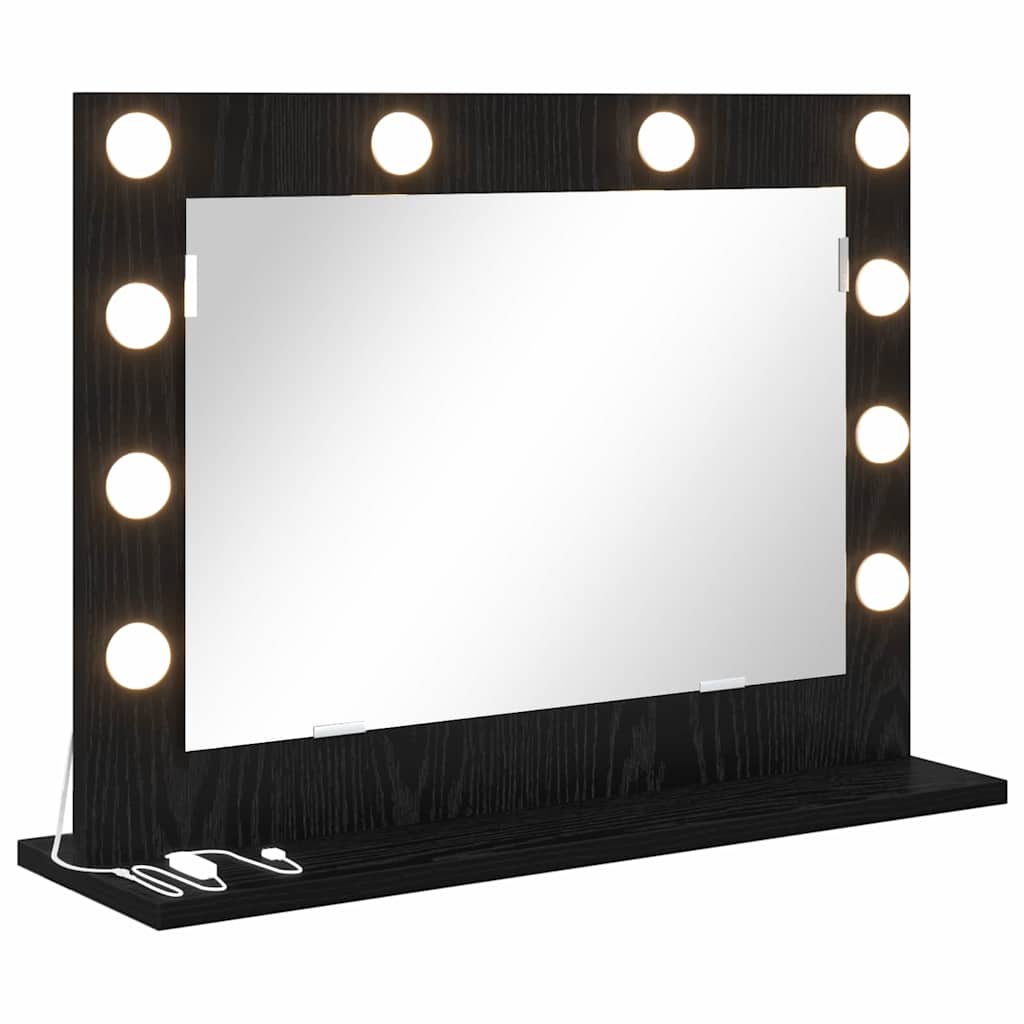 vidaXL Vanity Mirror Black Oak 60 x 45 x 18 cm Rectangular 2