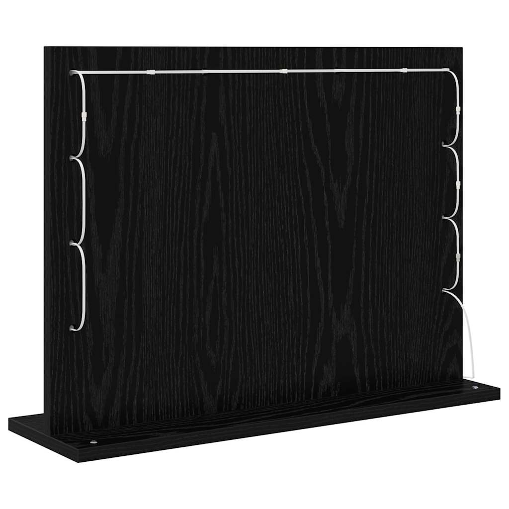 vidaXL Vanity Mirror Black Oak 60 x 45 x 18 cm Rectangular 6