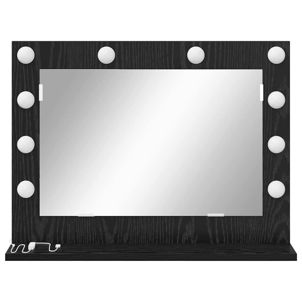 vidaXL Vanity Mirror Black Oak 60 x 45 x 18 cm Rectangular 4