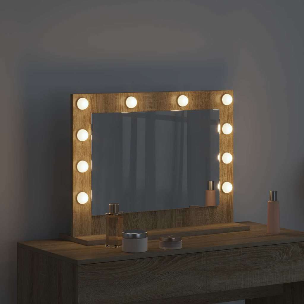 vidaXL Vanity Mirror Sonoma Oak 60 x 45 x 18 cm Rectangular 3