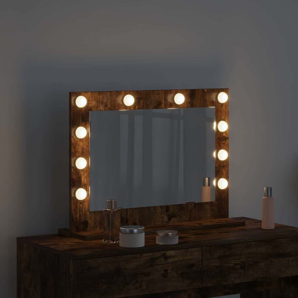vidaXL Vanity Mirror Smoked Oak 60 x 45 x 18 cm Rectangular 3