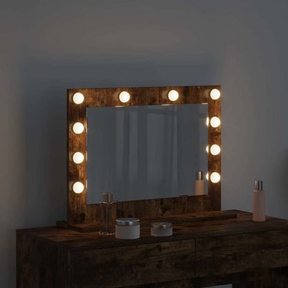 vidaXL Vanity Mirror Smoked Oak 60 x 45 x 18 cm Rectangular 3