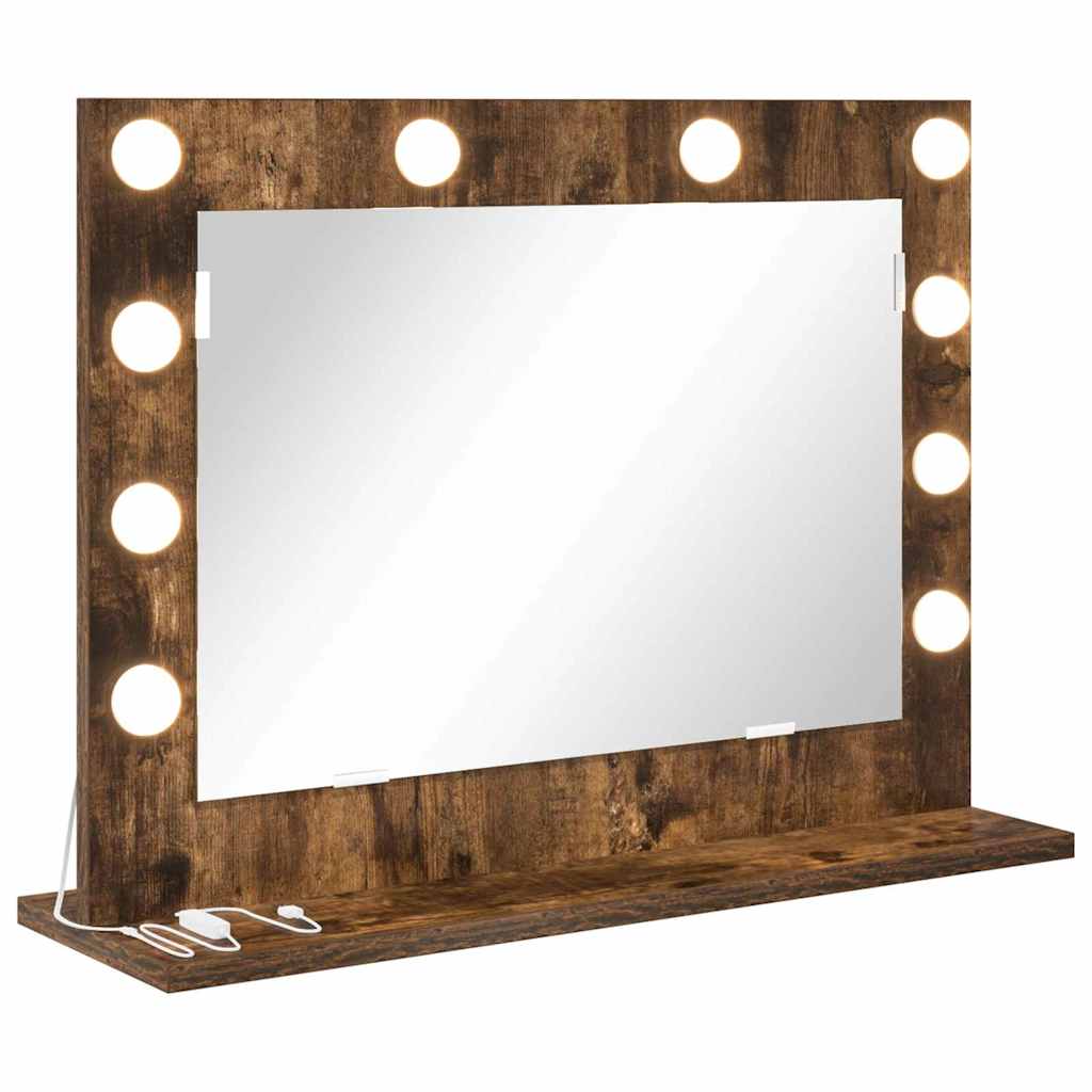 vidaXL Vanity Mirror Smoked Oak 60 x 45 x 18 cm Rectangular 2