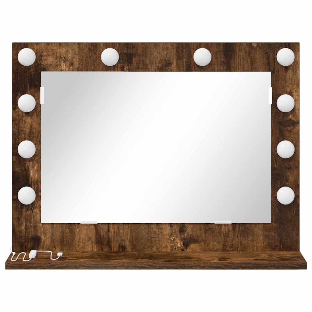 vidaXL Vanity Mirror Smoked Oak 60 x 45 x 18 cm Rectangular 4